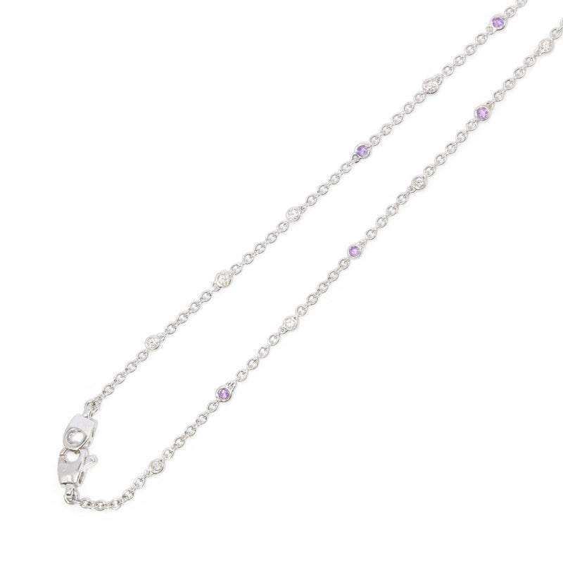 Contemporary Amethyst & Diamond Chandelier Pendant & Chain 18 Carat White Gold