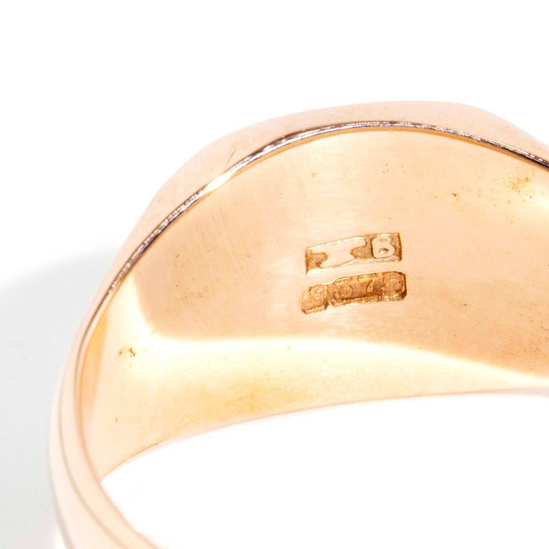 Halston 1970s Engraved Signet Ring 9ct Rose Gold* DRAFT Rings Imperial Jewellery 