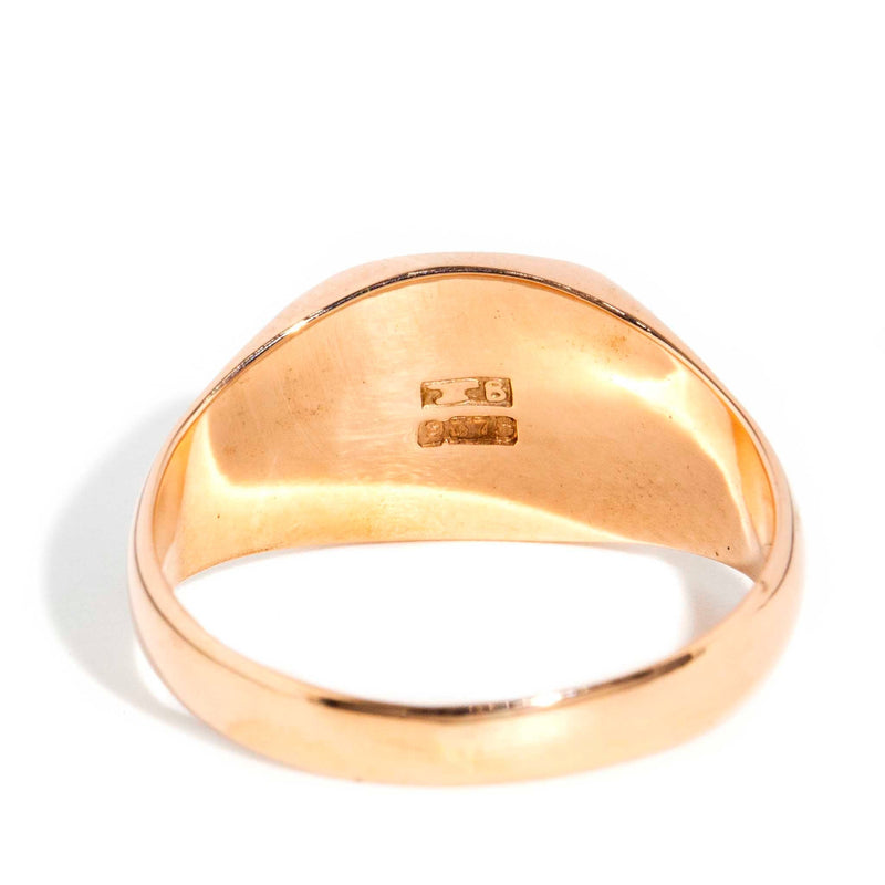 Halston 1970s Engraved Signet Ring 9ct Rose Gold* DRAFT Rings Imperial Jewellery 