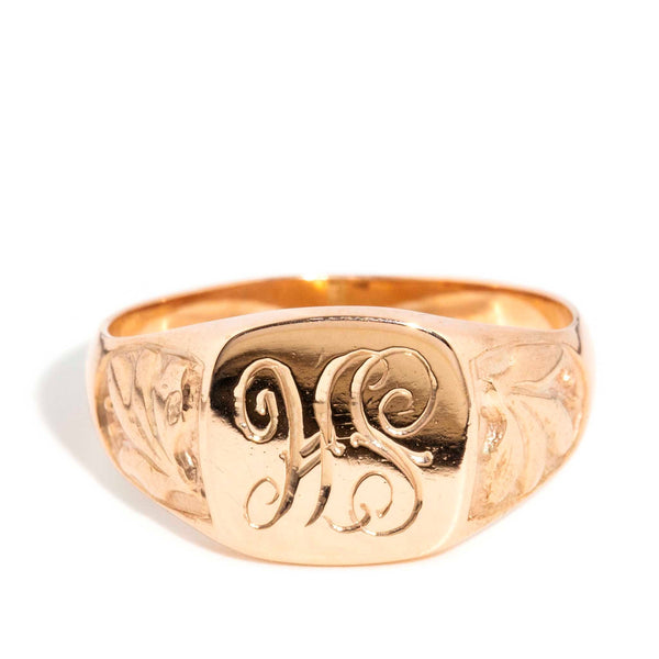 Halston 1970s Engraved Signet Ring 9ct Rose Gold* DRAFT Rings Imperial Jewellery Imperial Jewellery - Hamilton 