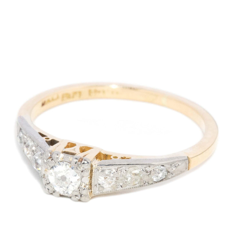 Vintage Circa 1950s Transition Cut Diamond Ring 18 Carat Gold