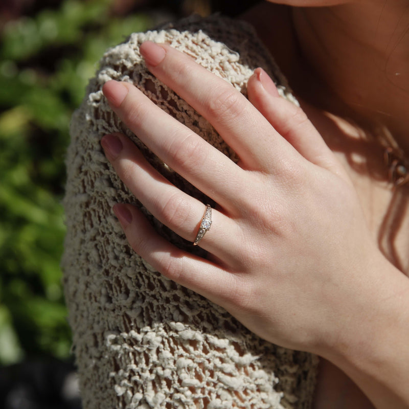 Vintage Circa 1950s Transition Cut Diamond Ring 18 Carat Gold