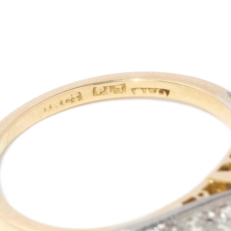Vintage Circa 1950s Transition Cut Diamond Ring 18 Carat Gold