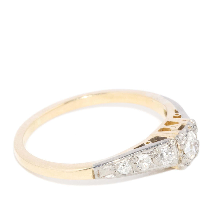 Vintage Circa 1950s Transition Cut Diamond Ring 18 Carat Gold