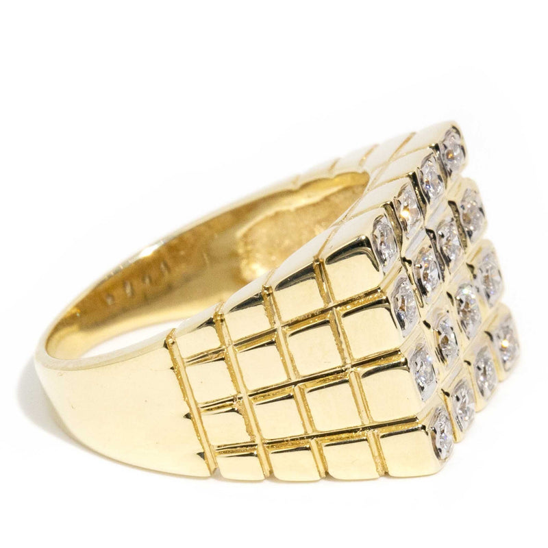 Harlow 14ct Gold Flat Top Diamond Signet Ring Rings Imperial Jewellery 