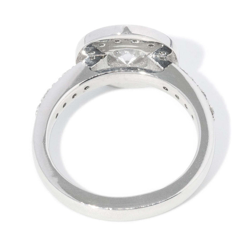 Contemporary Rubover Brilliant Diamond Halo Ring in Platinum