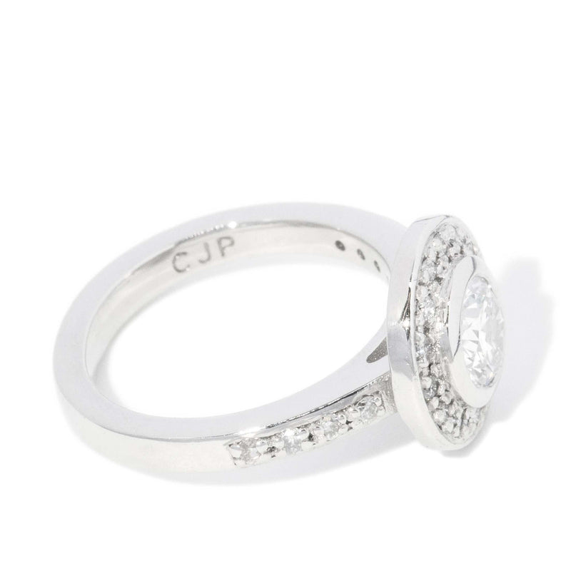 Contemporary Rubover Brilliant Diamond Halo Ring in Platinum
