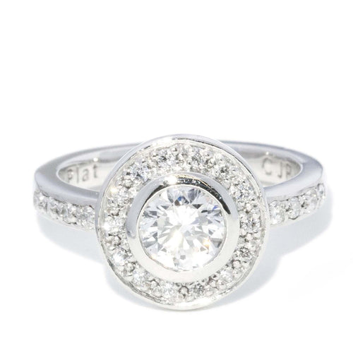 Harriet 0.80ct Rubover Diamond Platinum Halo Ring