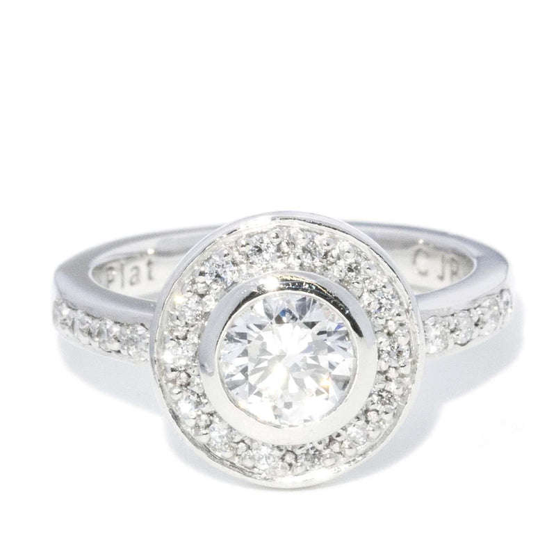 Contemporary Rubover Brilliant Diamond Halo Ring in Platinum