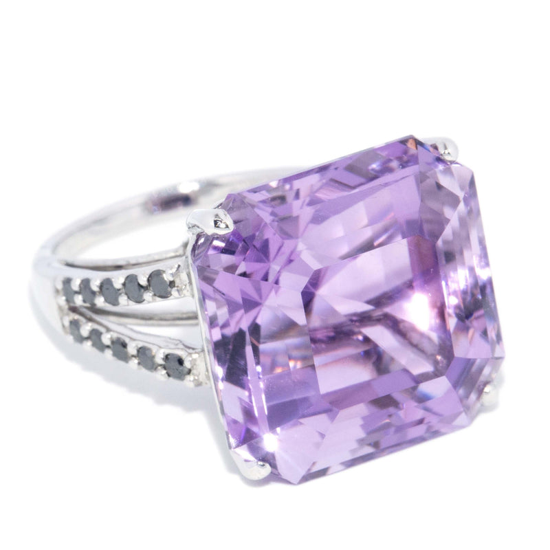 Vintage Circa 1990s Amethyst & Diamond Ring 18 Carat White Gold
