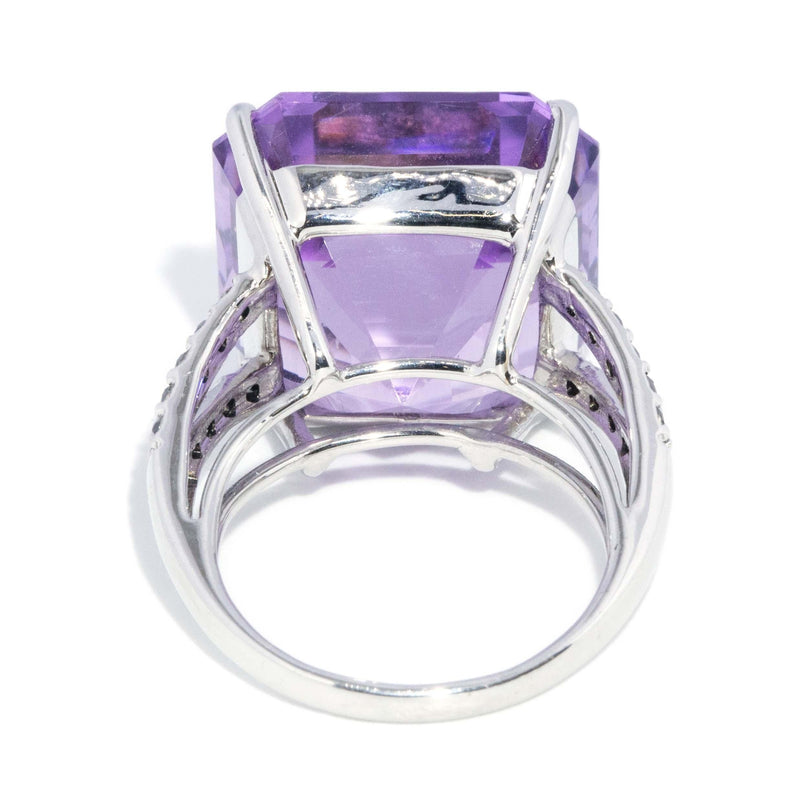 Vintage Circa 1990s Amethyst & Diamond Ring 18 Carat White Gold