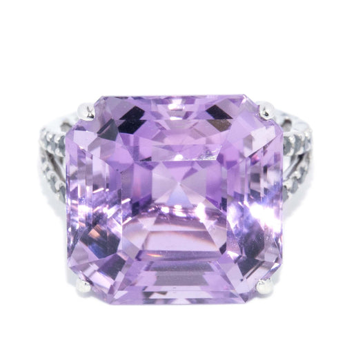 Heather Amethyst & Diamond Cocktail Ring 18K White Gold
