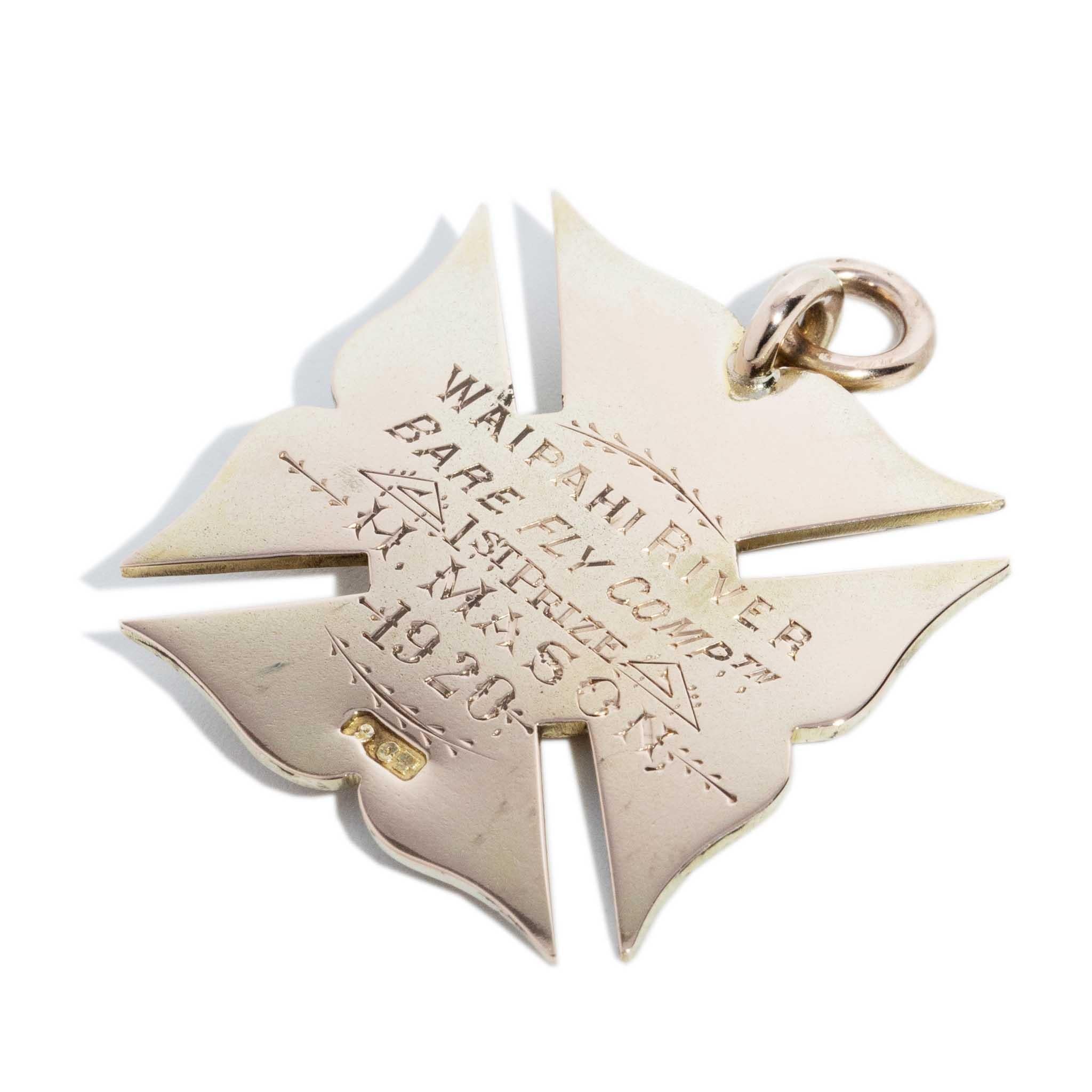 Antique 1920 Cross Award Pendant 9 Carat Rose Gold