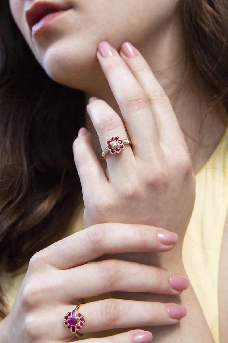 Helena Ruby & Diamond Cluster Ring 9 Carat Gold* DRAFT Rings Imperial Jewellery 