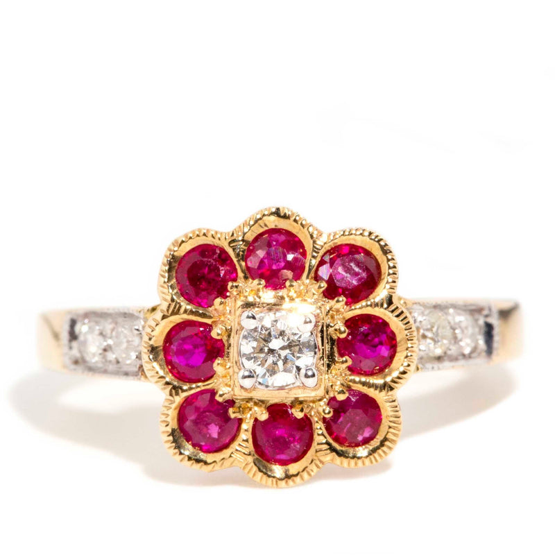 Helena Ruby & Diamond Cluster Ring 9 Carat Gold* DRAFT Rings Imperial Jewellery Imperial Jewellery - Hamilton 