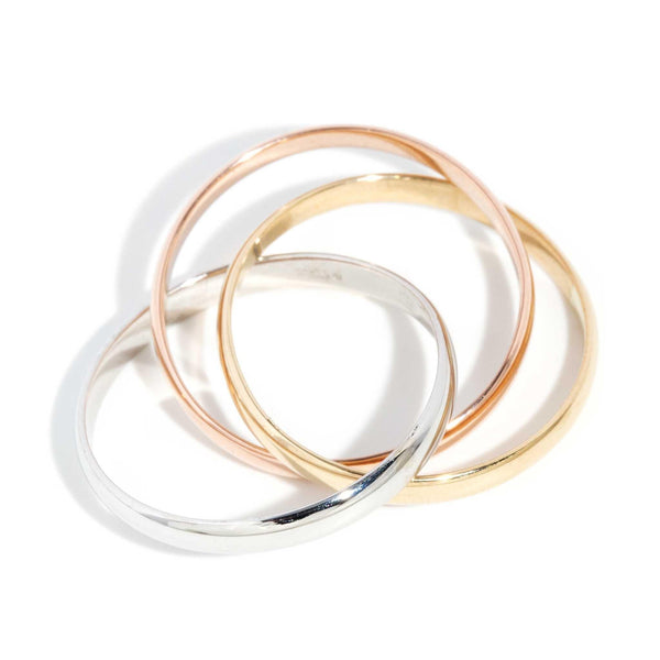 Helix 1990s Tri Colour Russian Wedding Band 9ct Gold