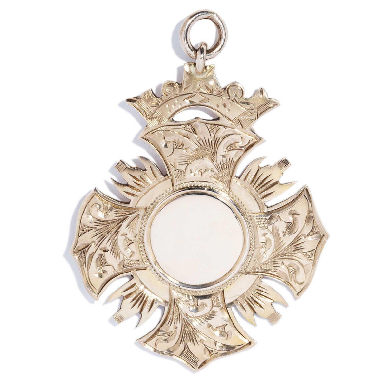 Vintage 1929 Cross Award Pendant 9 Carat Yellow Gold (OB)