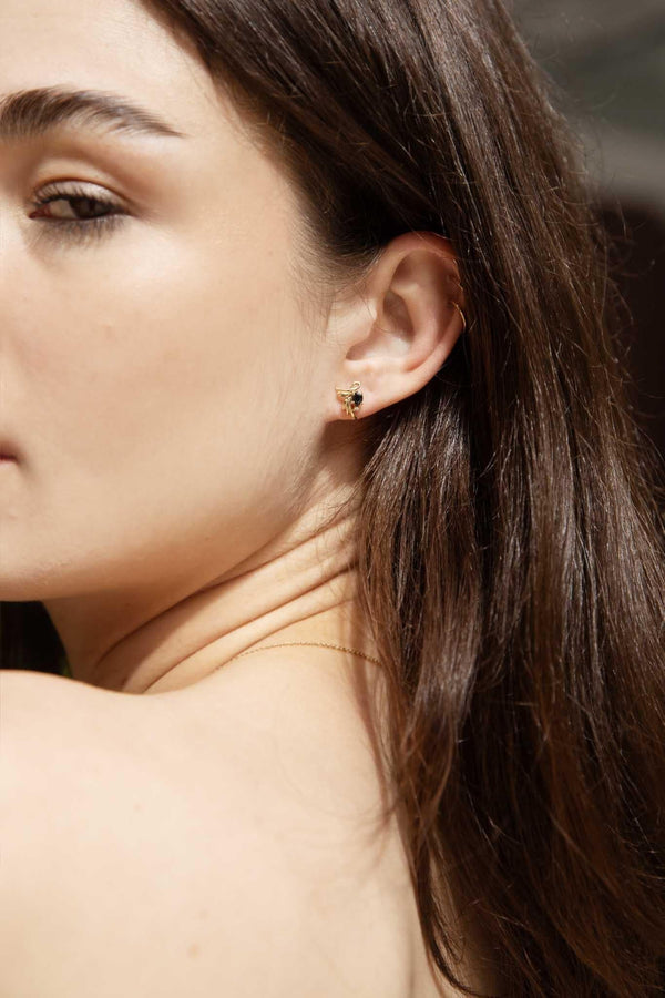 Hera 1980s Sapphire & Diamond Plume Studs 9ct Gold