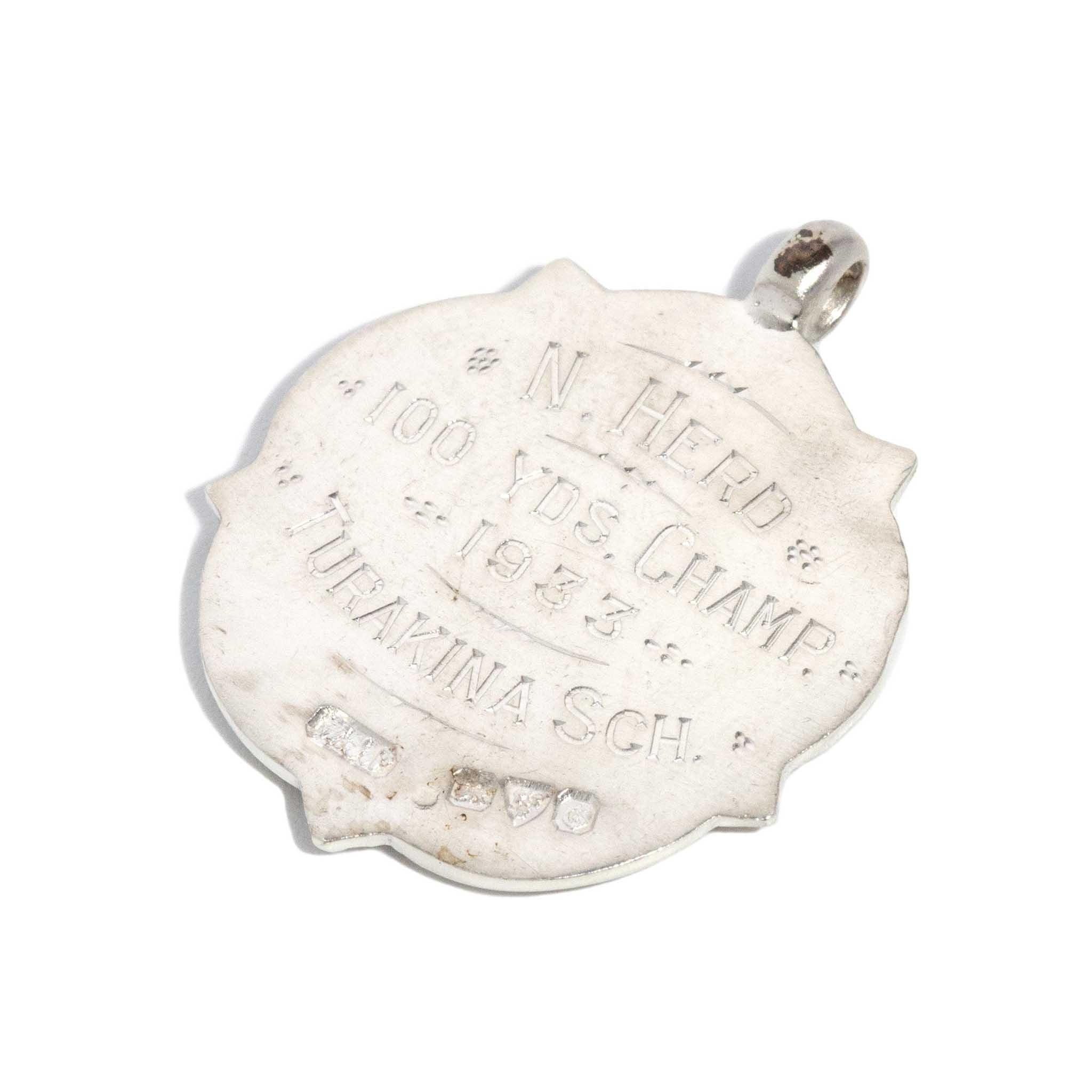 Vintage 1933 Shield Pendant Sterling Silver Rose Gold Lined