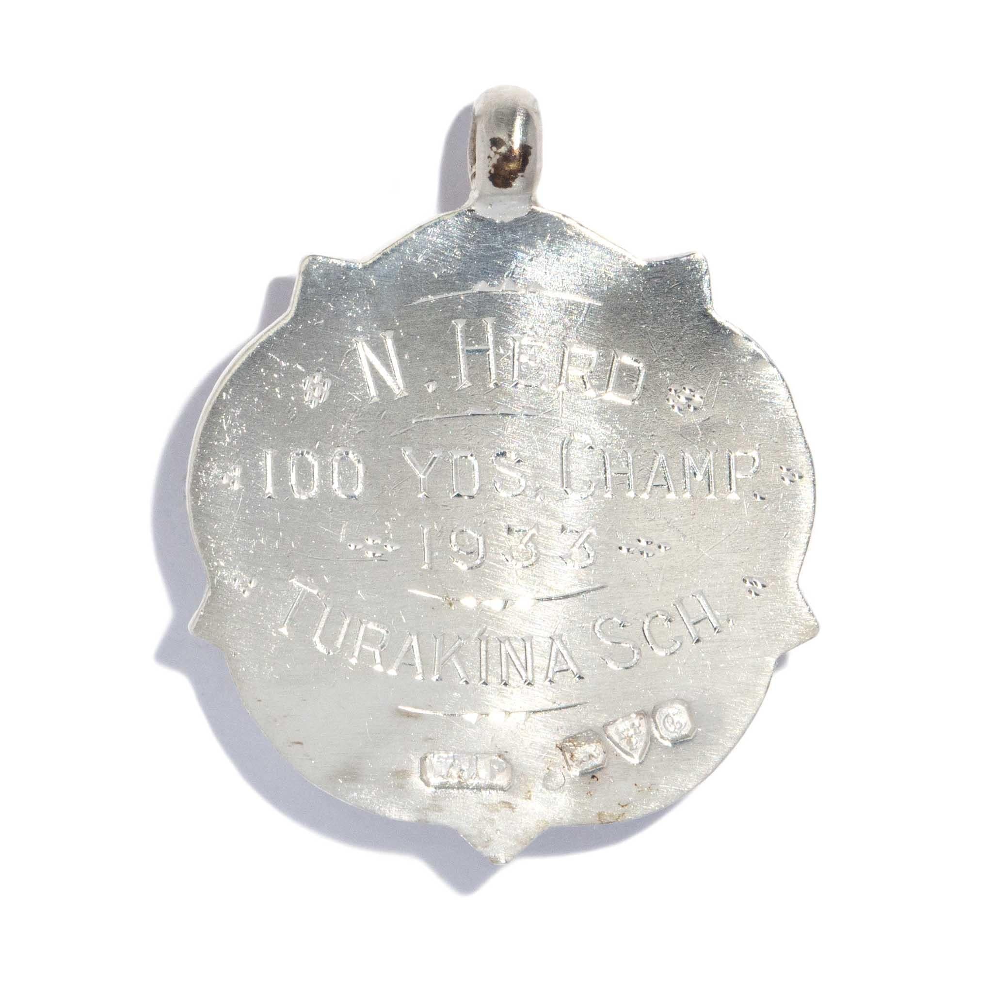 Vintage 1933 Shield Pendant Sterling Silver Rose Gold Lined