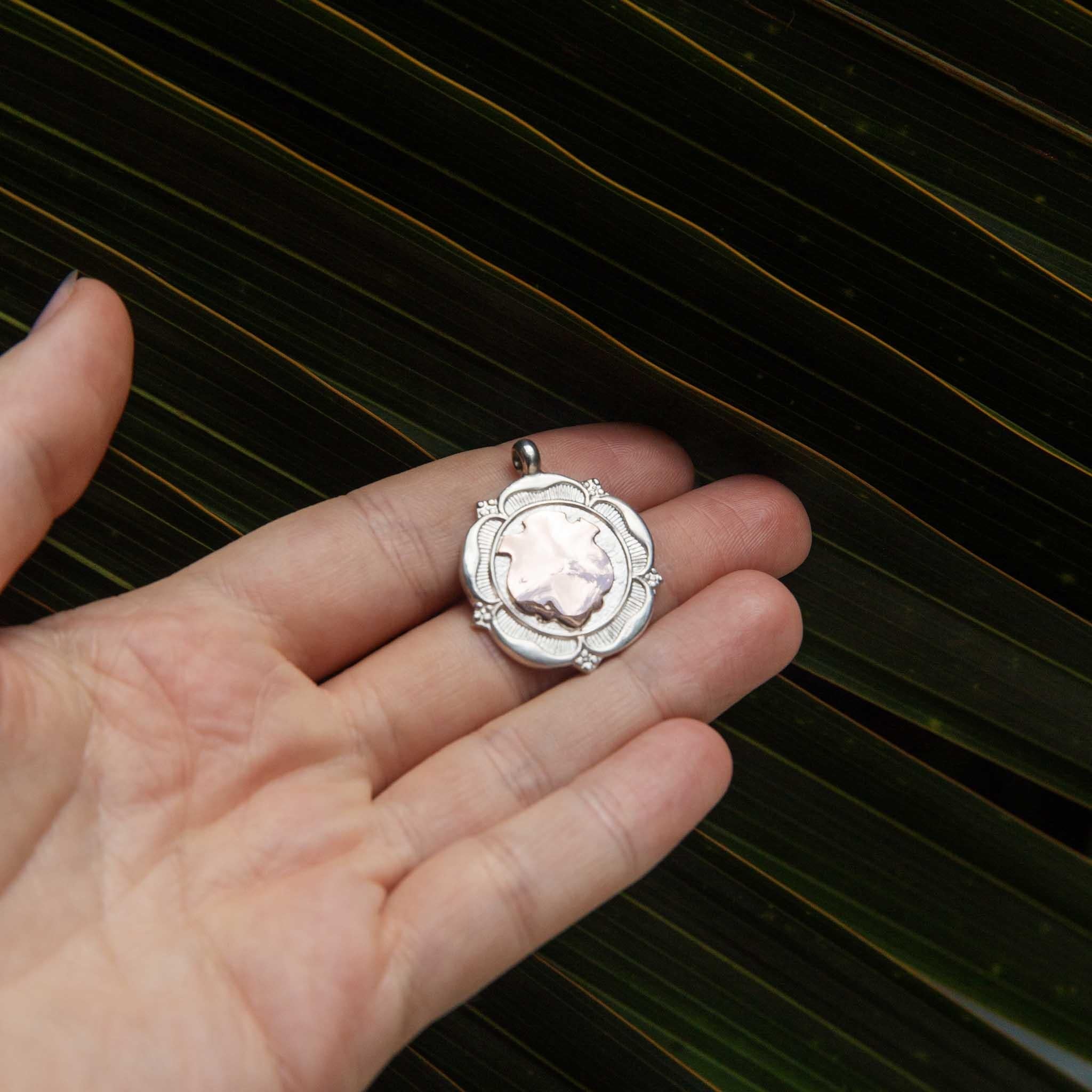 Vintage 1933 Shield Pendant Sterling Silver Rose Gold Lined