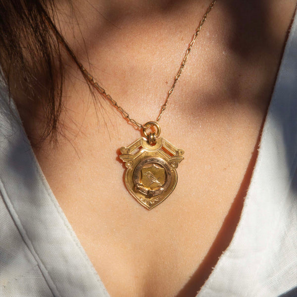 Hewitt Antique Victorian Engraved Medallion Award Pendant 15ct Yellow Gold Pendants/Necklaces Imperial Jewellery 