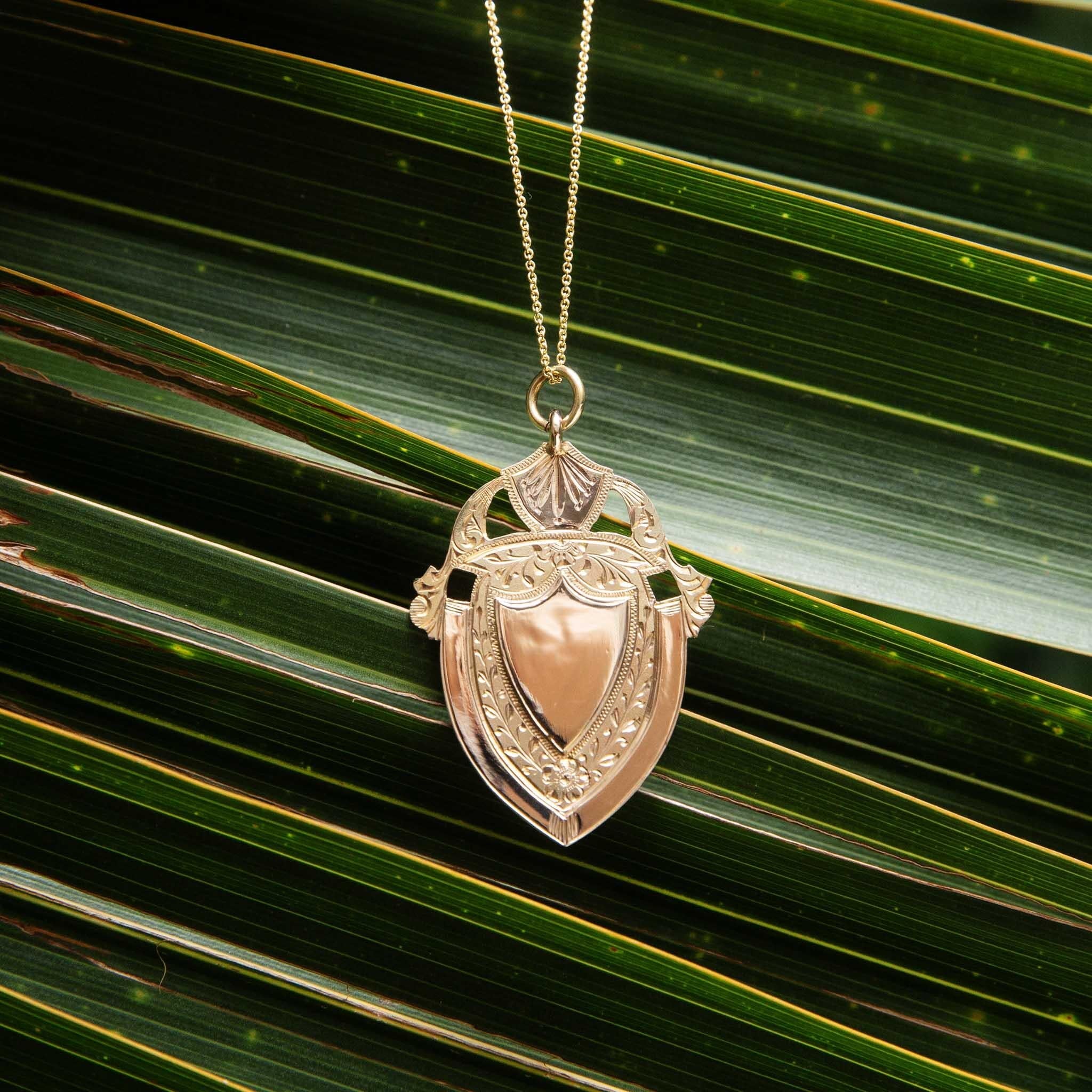 Vintage 1928 Shield Award Pendant 9 Carat Yellow Gold