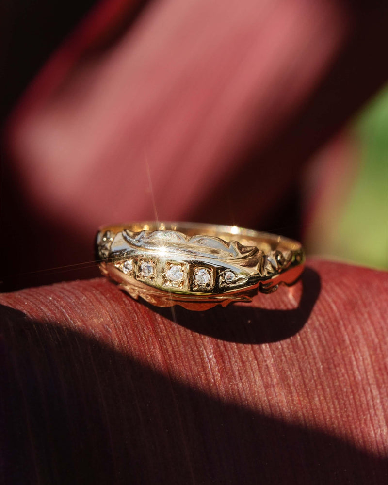 Antique 1916 Hallmarked Five Stone Diamond Ring 18 Carat Gold