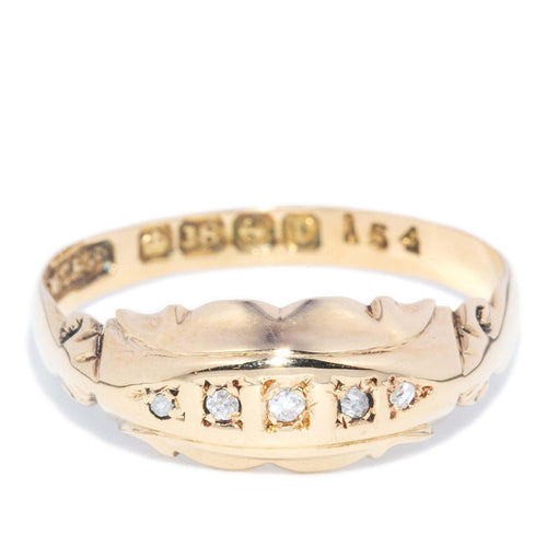 Honora Edwardian Diamond Five Stone Ring 18K Yellow Gold