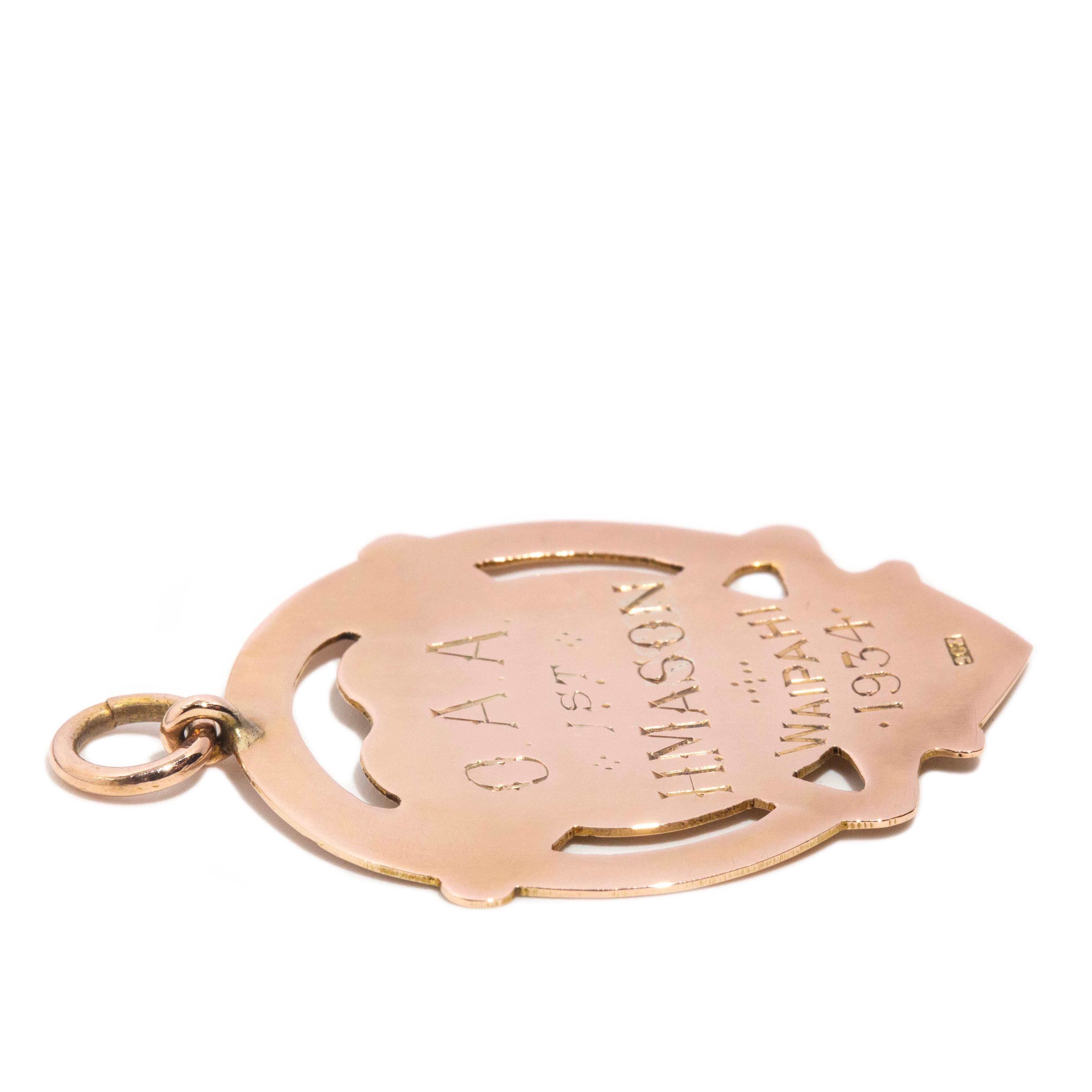 Howard 1934 Shield Award Pendant 9ct Gold Pendants/Necklaces Imperial Jewellery 