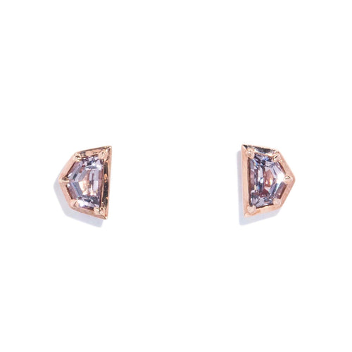 Ida Pink Cadillac Cut Spinel Stud Earrings 9K Rose Gold