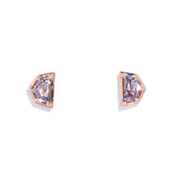 Ida Contemporary Purplish Pink Cadillac Cut Spinel Stud Earrings 9ct Rose Gold Earrings Imperial Jewellery 