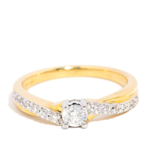 Igraine Diamond Bypass Ring 18K Two Tone Gold TDW 0.31ct