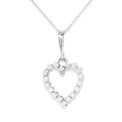 Vintage Circa 1970s Diamond Open Heart Pendant 18 Carat White Gold