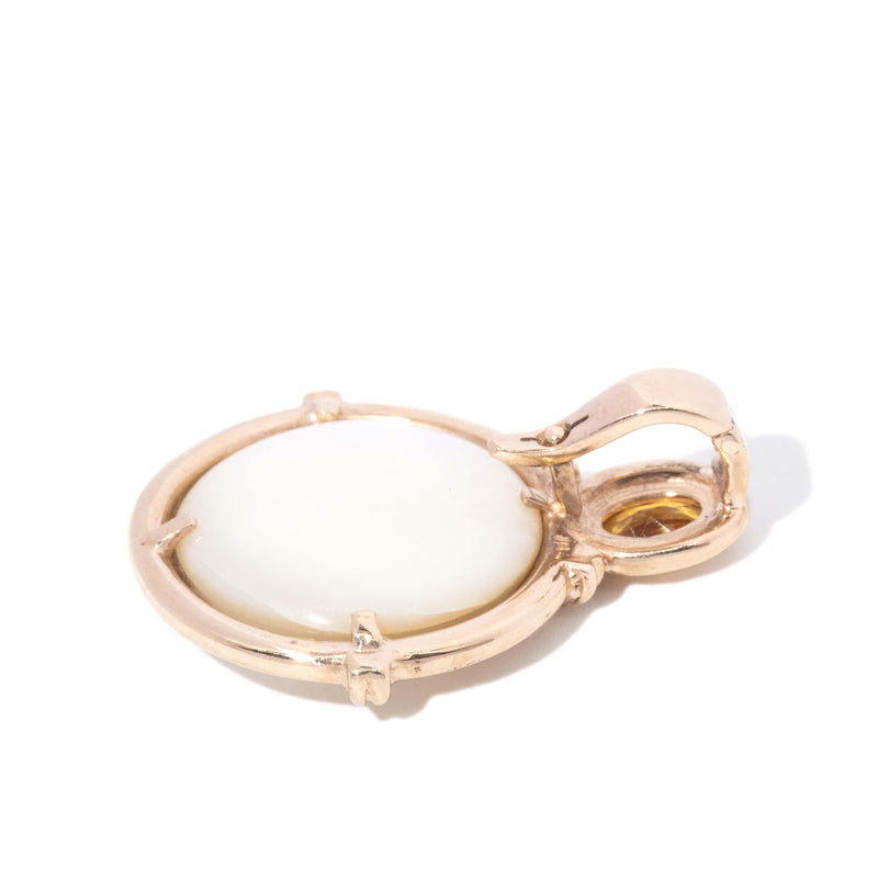 Vintage Circa 1990s Mabe Pearl & Citrine Enhancer Pendant 9 Carat Gold