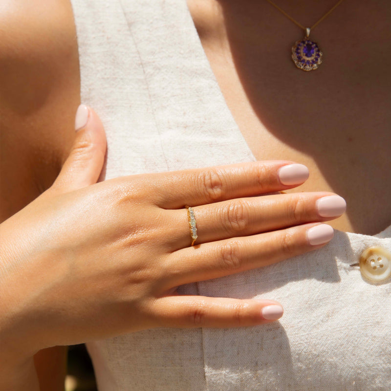 Imogen Antique 1920s Diamond Half Eternity Ring 18ct Gold Ring Imperial Jewellery 