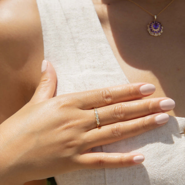 Imogen Antique 1920s Diamond Half Eternity Ring 18ct Gold Ring Imperial Jewellery 