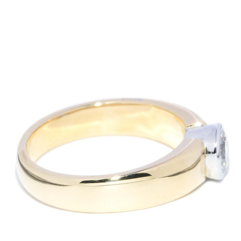 Vintage Circa 1990s Rubover Diamond Solitaire Ring 18 Carat Gold
