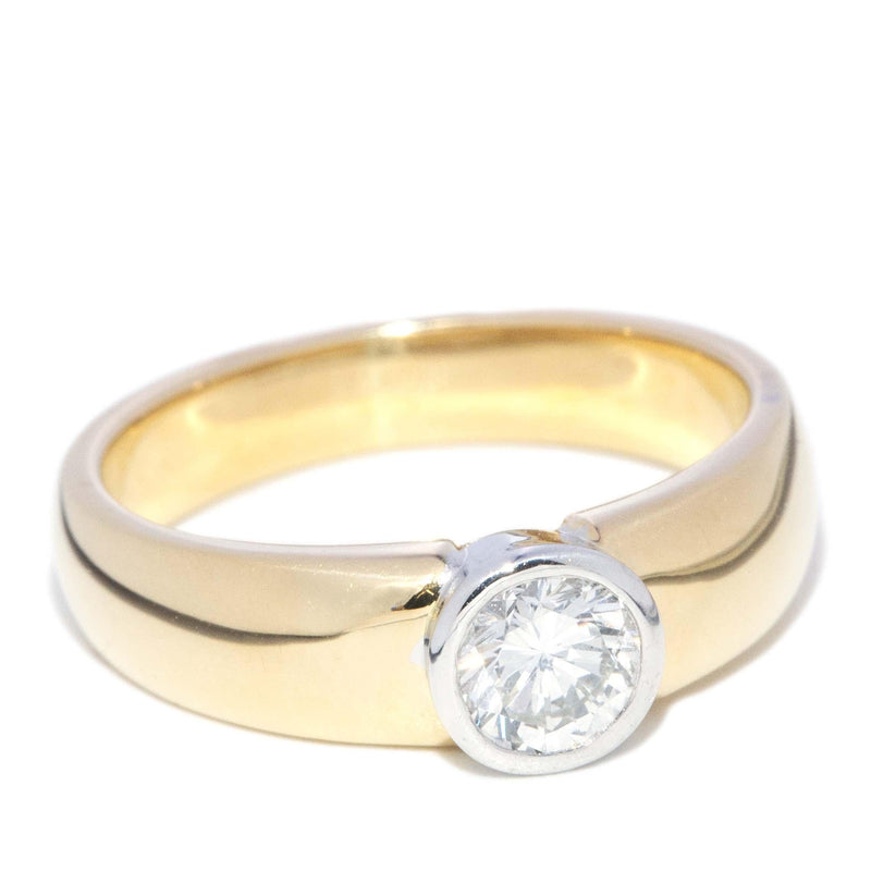 Vintage Circa 1990s Rubover Diamond Solitaire Ring 18 Carat Gold