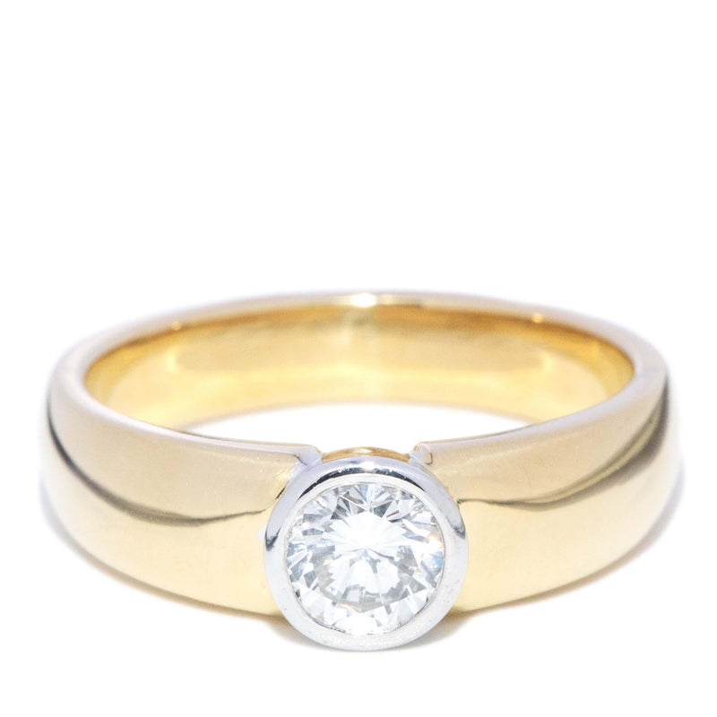 Vintage Circa 1990s Rubover Diamond Solitaire Ring 18 Carat Gold