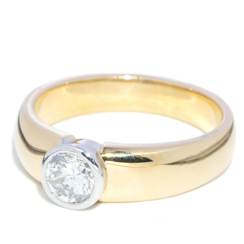 Vintage Circa 1990s Rubover Diamond Solitaire Ring 18 Carat Gold