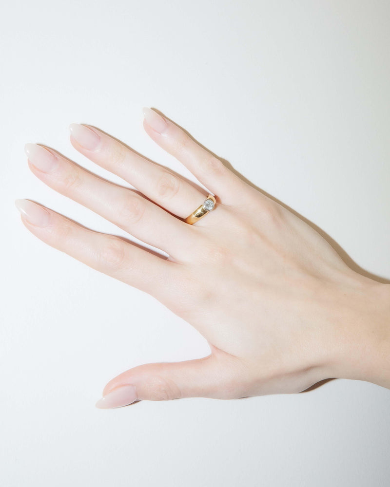 Vintage Circa 1990s Rubover Diamond Solitaire Ring 18 Carat Gold