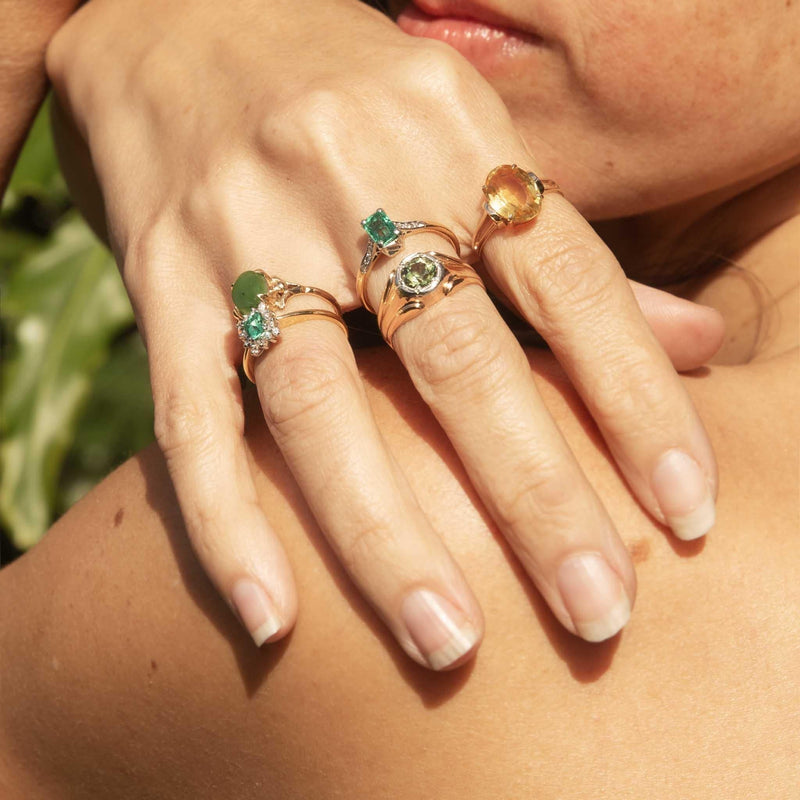 Irati 1970s 1.20 Carat Green Sapphire Ring 14ct Rose Gold