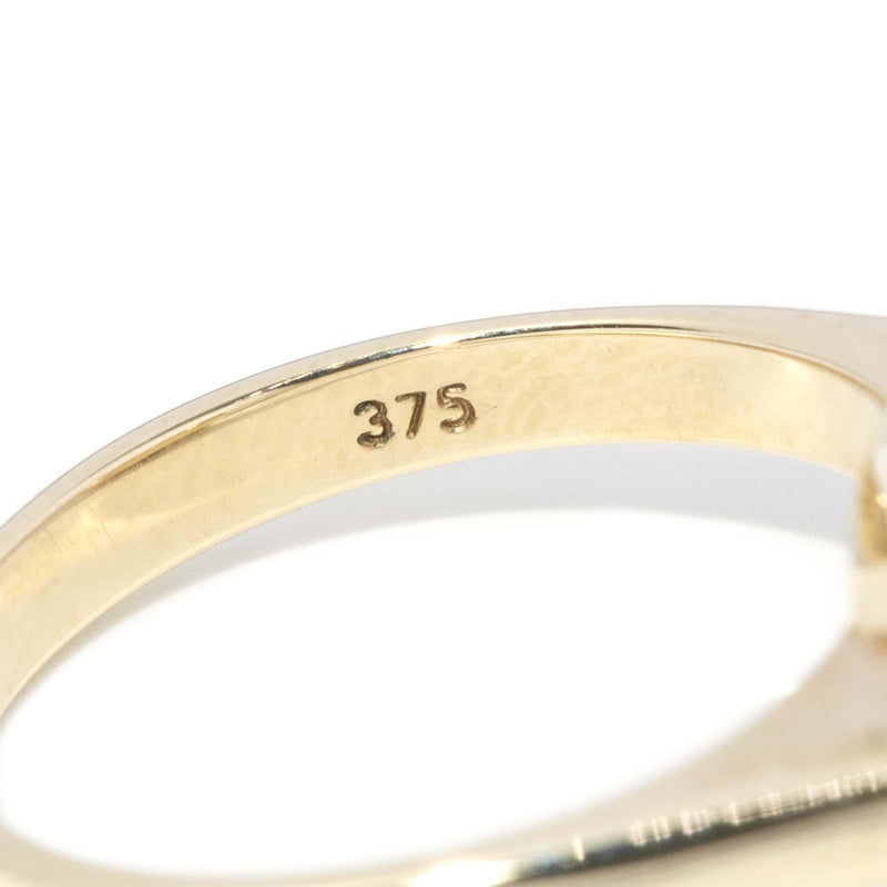 Vintage Circa 1980s Square Emerald Cut Citrine Ring 9 Carat Gold