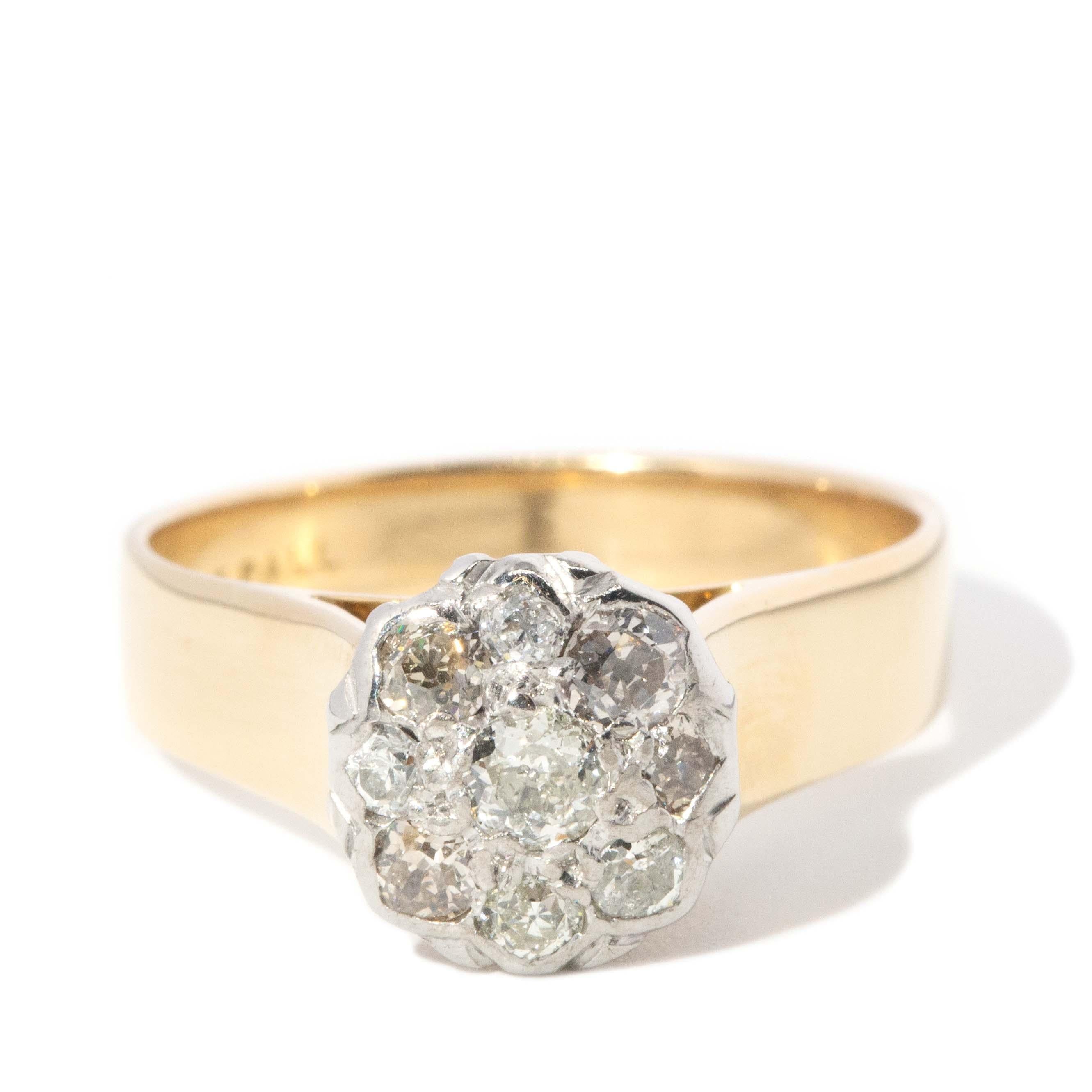 Vintage Circa 1960s Old Cut Diamond Ring 18 Carat Gold