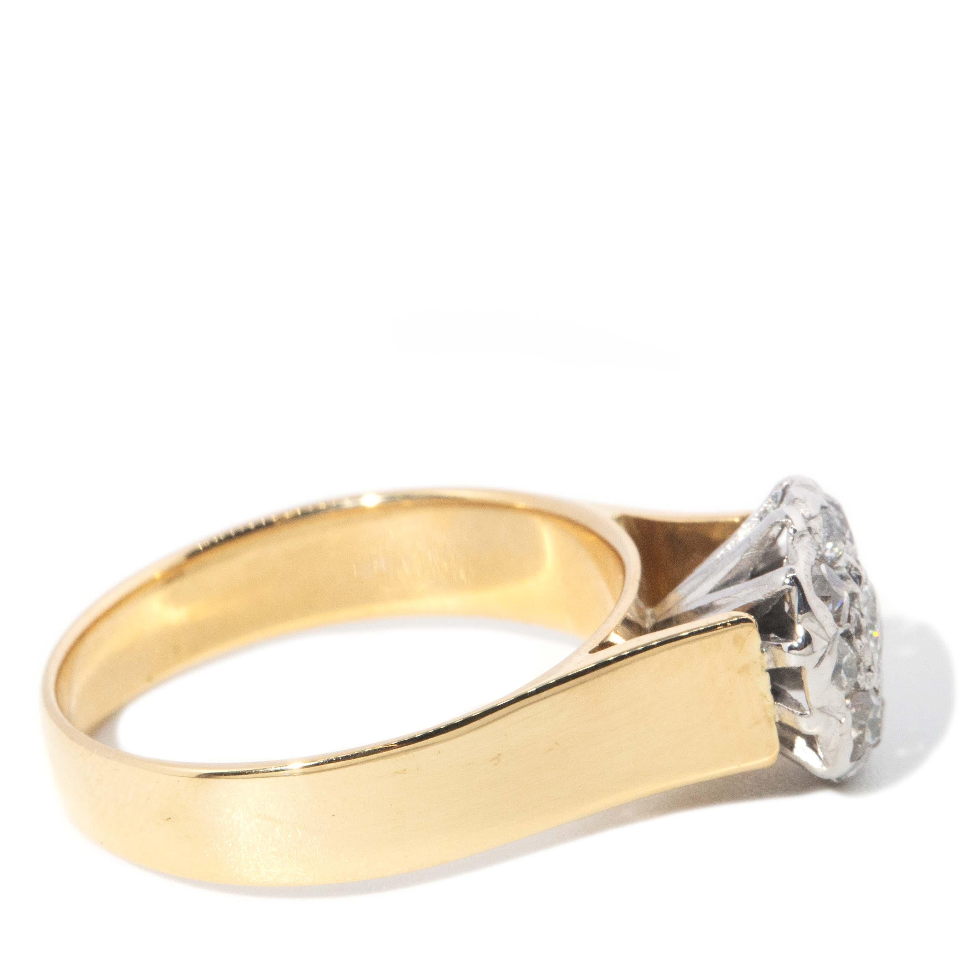 Vintage Circa 1960s Old Cut Diamond Ring 18 Carat Gold