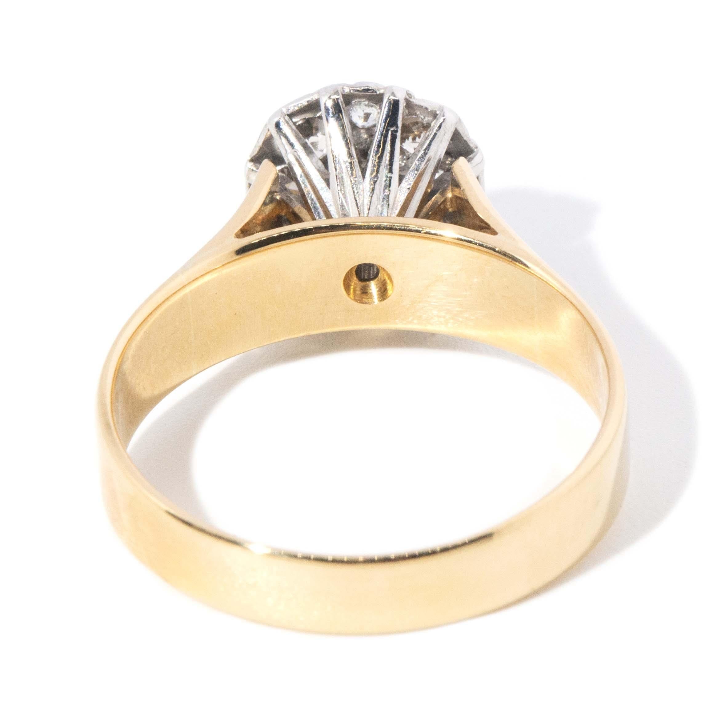 Vintage Circa 1960s Old Cut Diamond Ring 18 Carat Gold