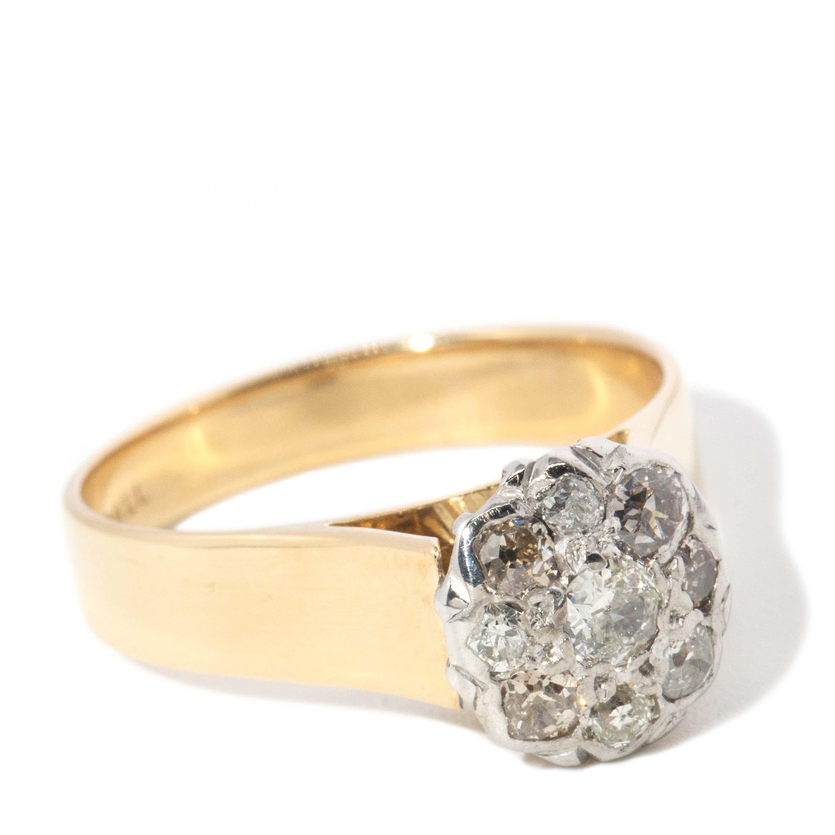 Vintage Circa 1960s Old Cut Diamond Ring 18 Carat Gold