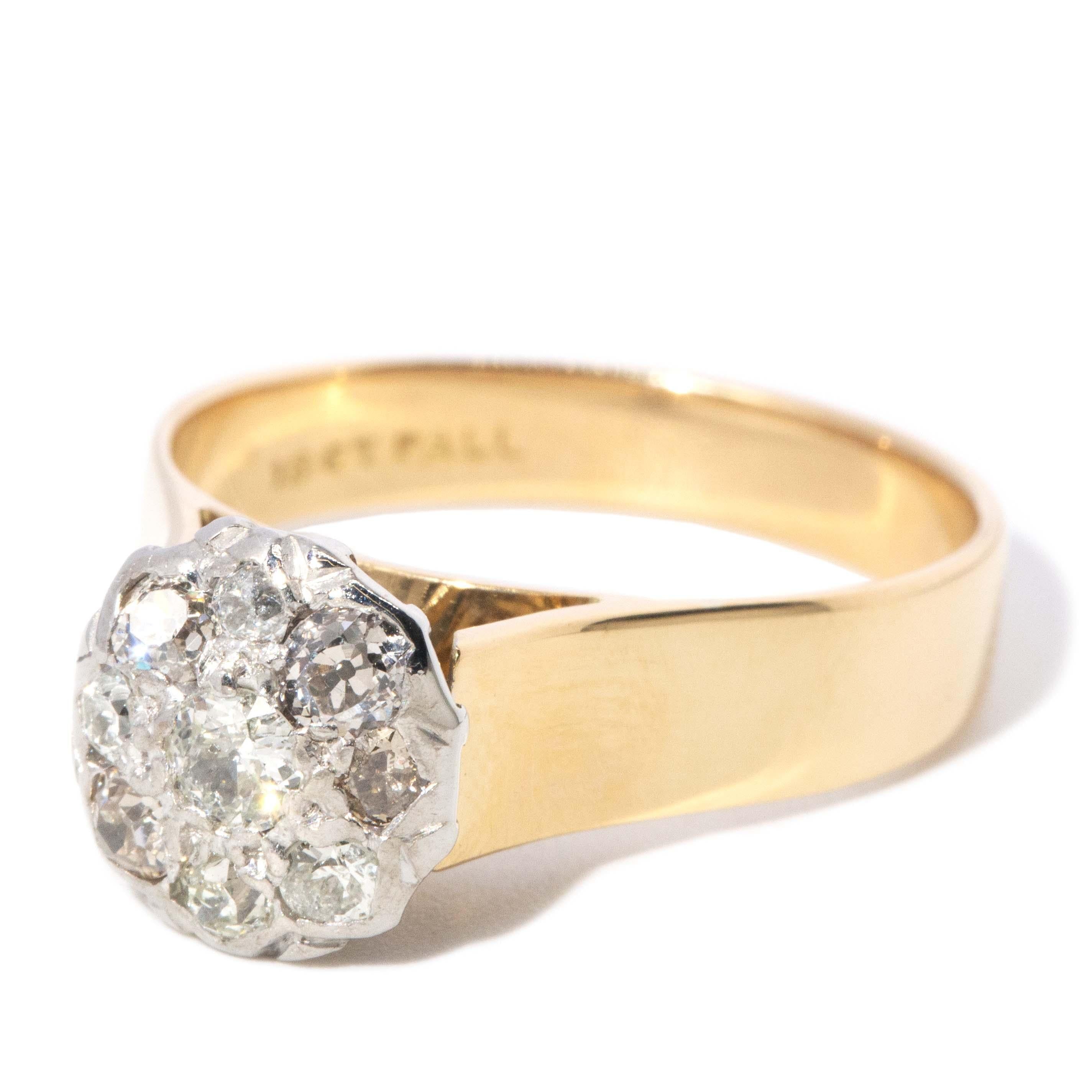 Vintage Circa 1960s Old Cut Diamond Ring 18 Carat Gold