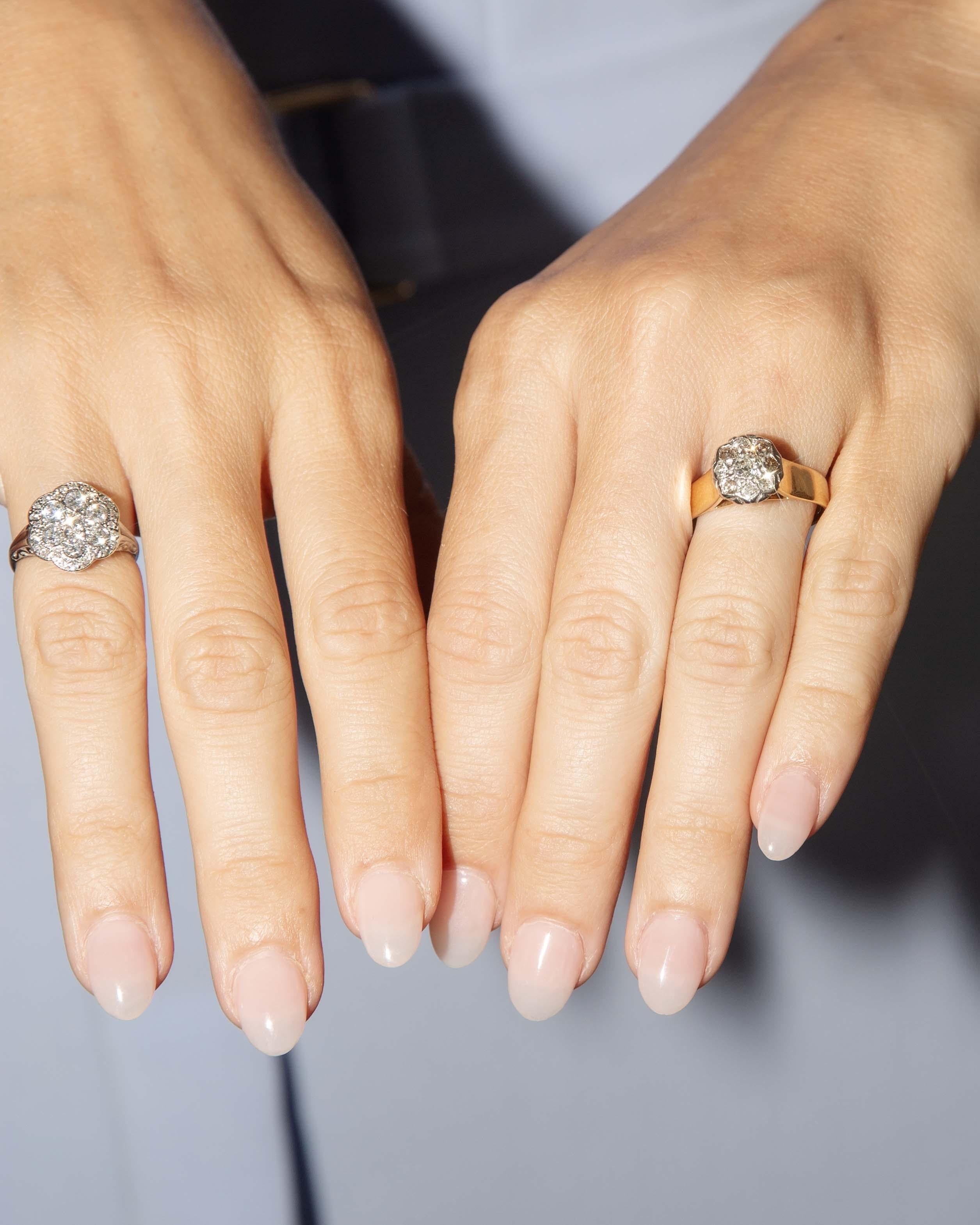 Vintage Circa 1960s Old Cut Diamond Ring 18 Carat Gold